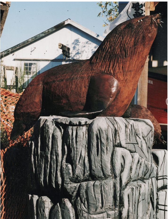 7-feet Long Stellar Sea Lion Carving